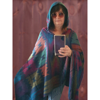 bohemian poncho peleryna z kapturem.