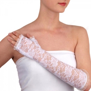 mitenki koronkowe białe długie, lace white mittens.