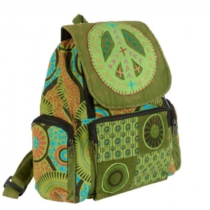 Duży Plecak Kolorowy PACYFA Zielony Hippie