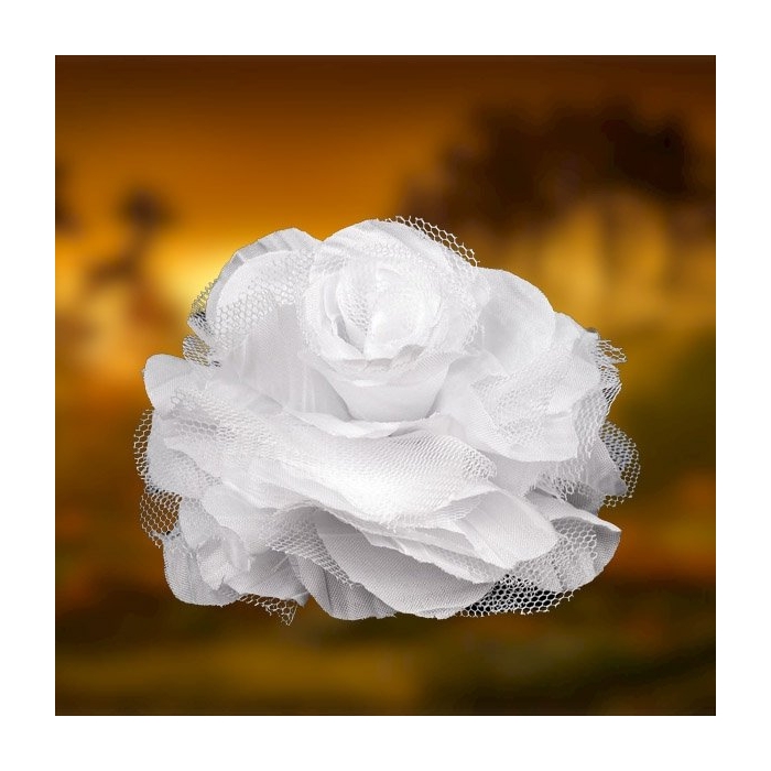 Kwiat Broszka Spinka Biała z Tiulem od AYHEPI
