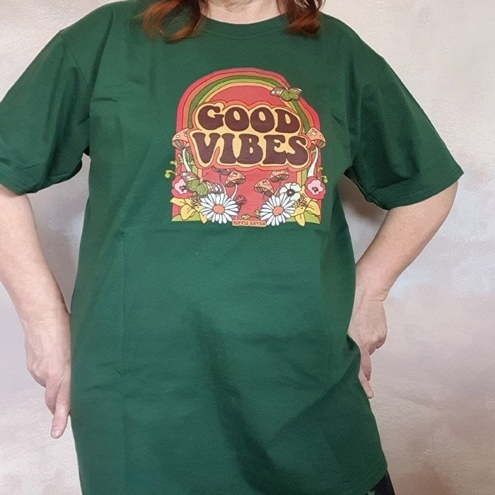 Koszulka Bawełniana Good Vibes Zielona L