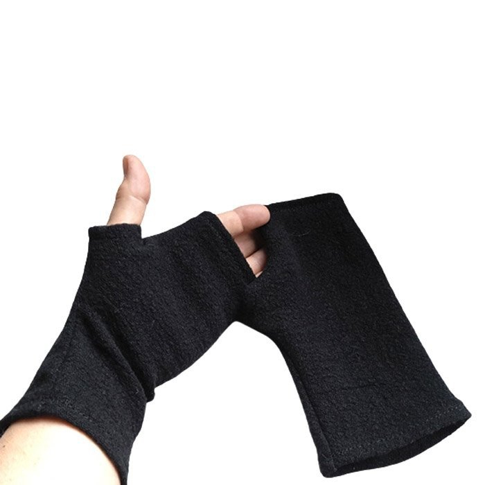 mitenki lniane czarne, linen black mittens.