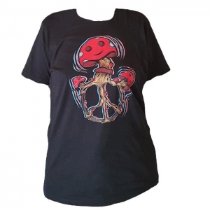 Koszulka Bawełniana Czarna Mushroom Goa Style XXL