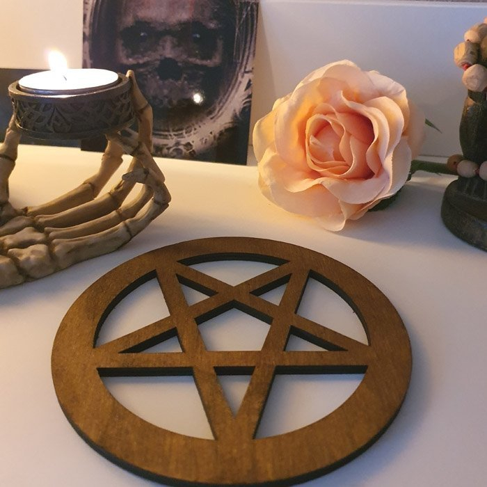 Pentagram Drewniany Amulet Podstawka Wisior